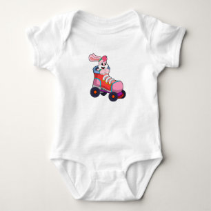 Rabbit as Inline Skater with Inline Skates Baby Bodysuit