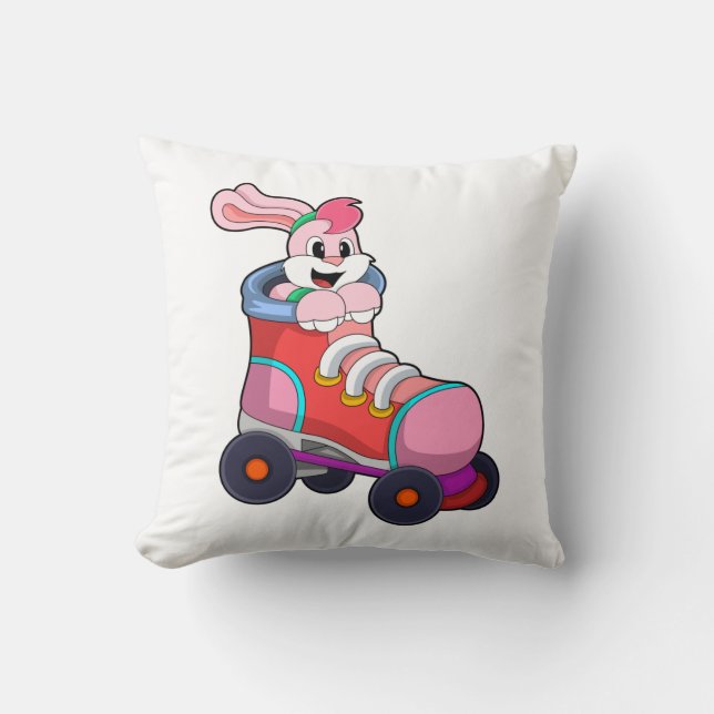 Rabbit as Inline Skater with Inline Skates Cushion (Front)