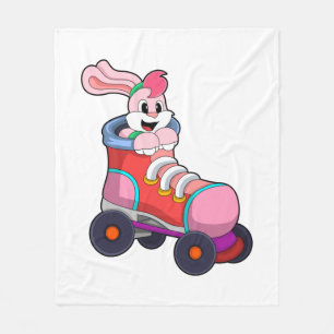 Rabbit as Inline Skater with Inline Skates Fleece Blanket