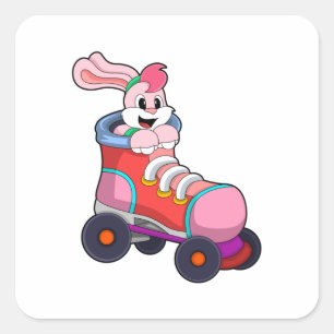 Rabbit as Inline Skater with Inline Skates Square Sticker