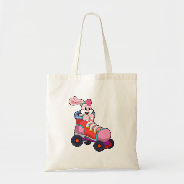 Rabbit as Inline Skater with Inline Skates Tote Bag (Front)