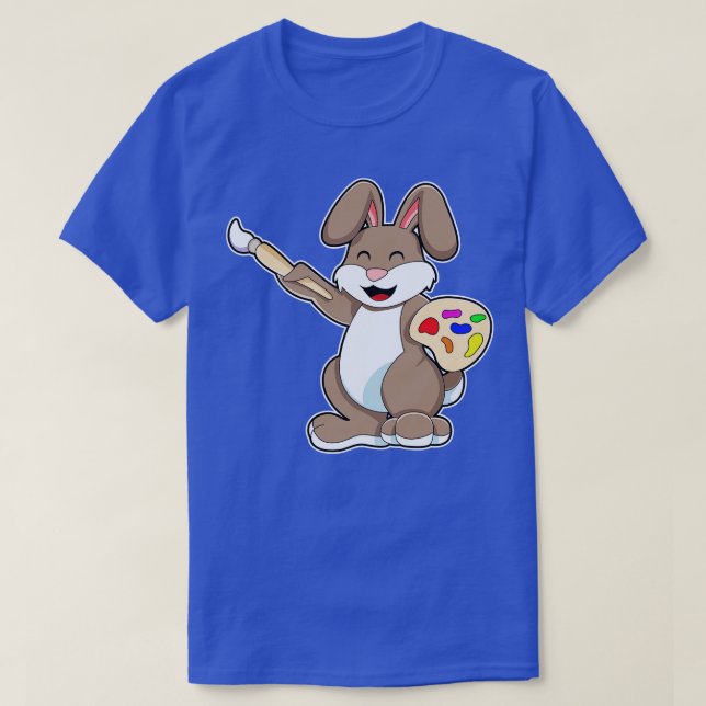 Rabbit as Painter with Brush Paint T-Shirt (Design Front)