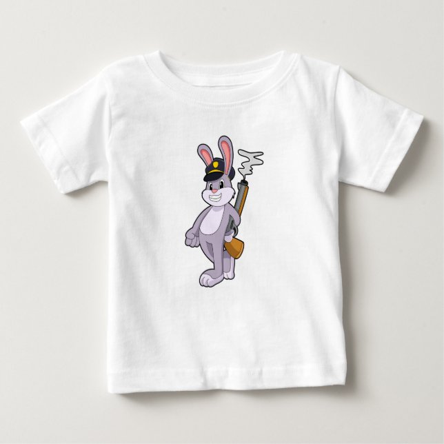 Rabbit as Police officer with Police hat Baby T-Shirt (Front)