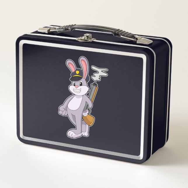 Rabbit as Police officer with Police hat Metal Lunch Box (Front)