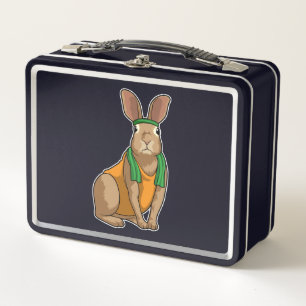 Rabbit as Runner with Towel Metal Lunch Box