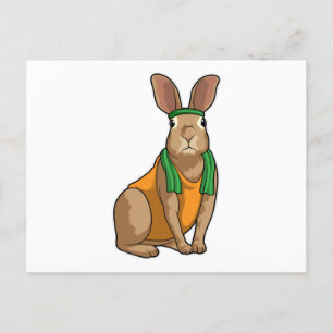 Rabbit as Runner with Towel Postcard