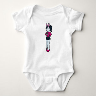 Rabbit as Secretary with Notepad & Glasses Baby Bodysuit