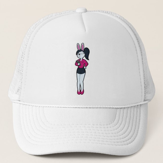 Rabbit as Secretary with Notepad & Glasses Trucker Hat (Front)