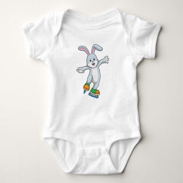 Rabbit as Skater with Inline skates Baby Bodysuit (Front)