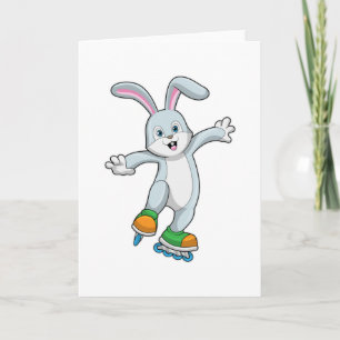 Rabbit as Skater with Inline skates Card