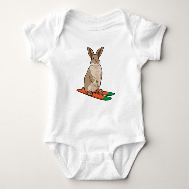 Rabbit as Skier with Ski Baby Bodysuit (Front)