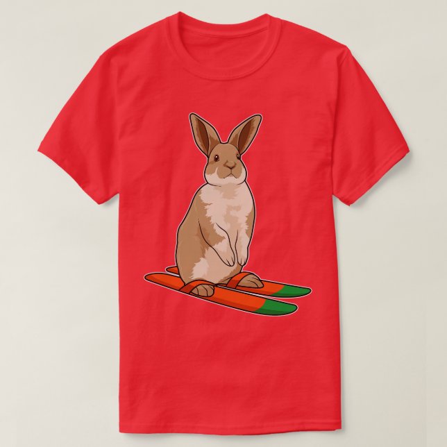 Rabbit as Skier with Ski T-Shirt (Design Front)