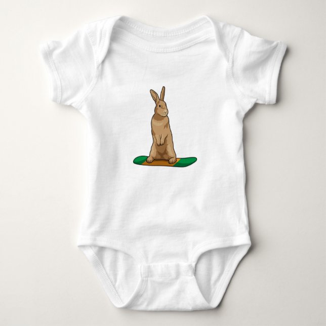 Rabbit as Snowboarder with Snowboard Baby Bodysuit (Front)
