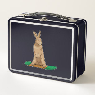 Rabbit as Snowboarder with Snowboard Metal Lunch Box