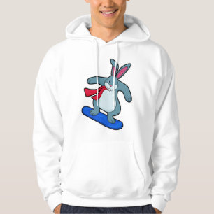 Rabbit as Snowboarder with Snowboard & Scarf Hoodie