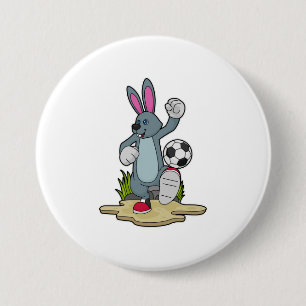 Rabbit as Soccer player with Soccer 7.5 Cm Round Badge