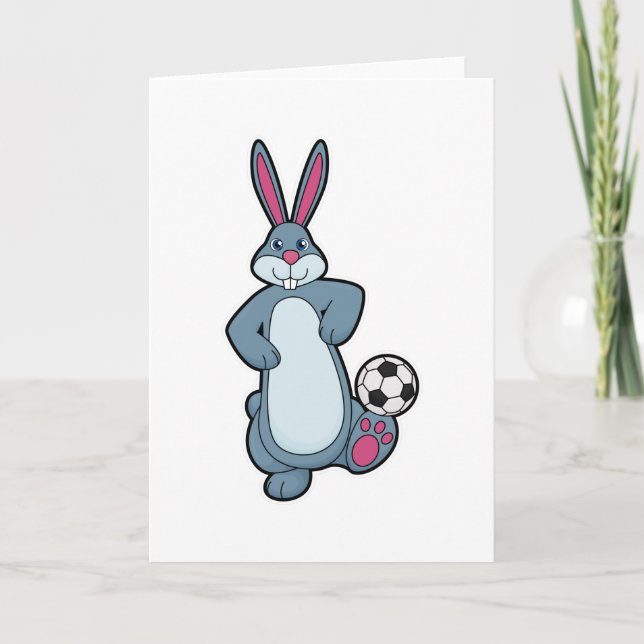 Rabbit as Soccer player with Soccer ball Card (Front)