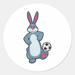 Rabbit as Soccer player with Soccer ball Classic Round Sticker