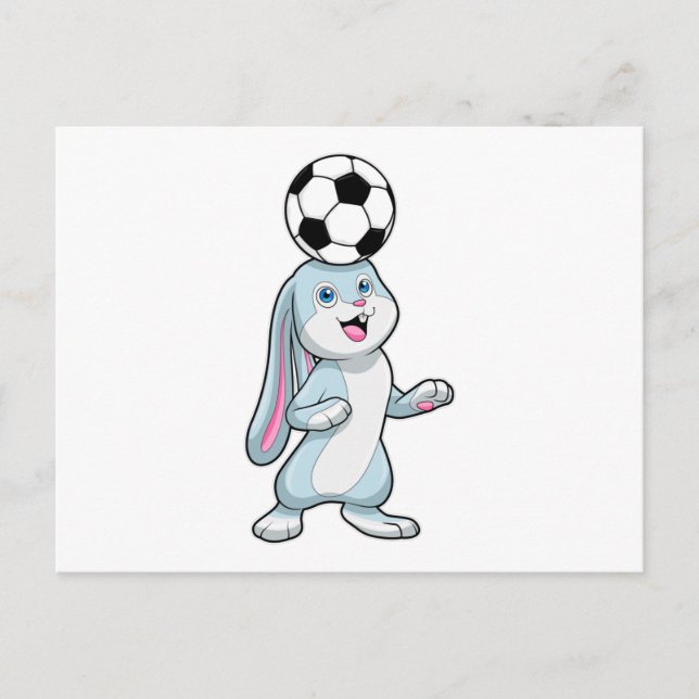 Rabbit as Soccer player with Soccer ball Postcard (Front)