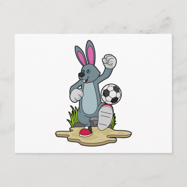 Rabbit as Soccer player with Soccer Postcard (Front)