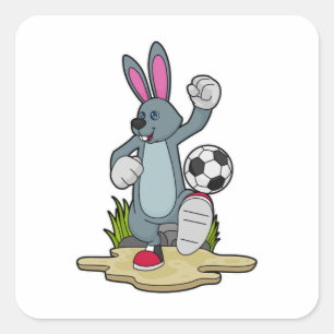 Rabbit as Soccer player with Soccer Square Sticker