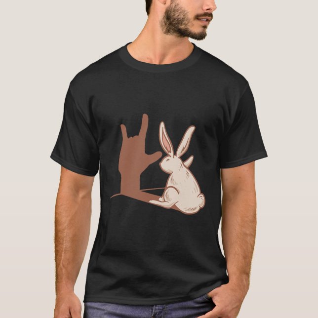 Rabbit Asl Hand Gesture Deaf Hearing Loss Awarenes T-Shirt (Front)