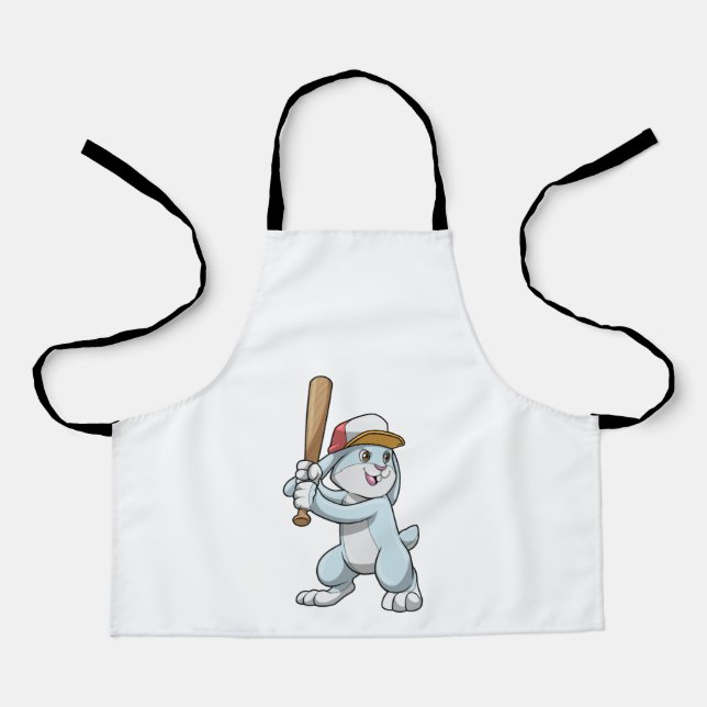 Rabbit at Baseball with Baseball bat Apron (Front)