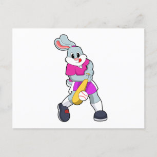 Rabbit at Baseball with Baseball bat Postcard