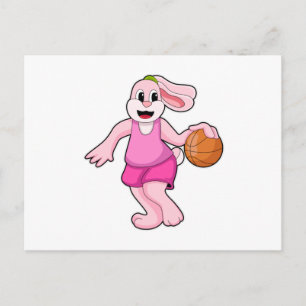 Rabbit at Basketball Sports Postcard
