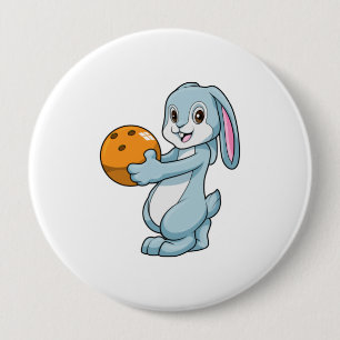 Rabbit at Bowling with Bowling ball 10 Cm Round Badge