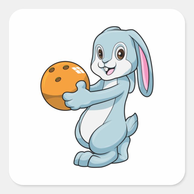 Rabbit at Bowling with Bowling ball Square Sticker (Front)