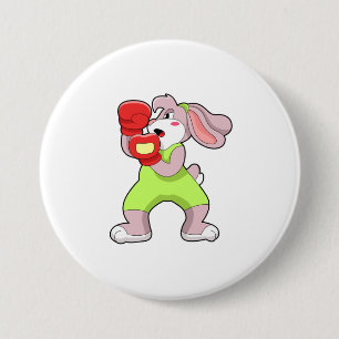 Rabbit at Boxing with Boxing gloves 7.5 Cm Round Badge
