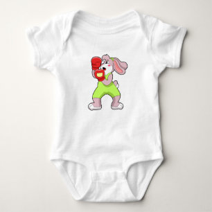 Rabbit at Boxing with Boxing gloves Baby Bodysuit