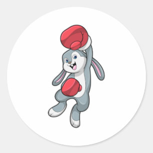 Rabbit at Boxing with Boxing gloves Classic Round Sticker