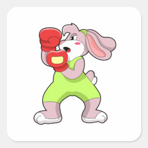 Rabbit at Boxing with Boxing gloves Square Sticker