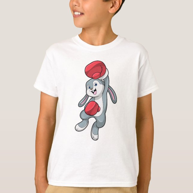 Rabbit at Boxing with Boxing gloves T-Shirt (Front)