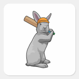 Rabbit at Cricket with Cricket bat Square Sticker
