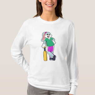 Rabbit at Cricket with Cricket bat T-Shirt