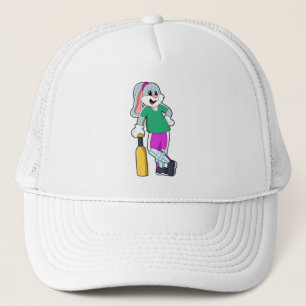 Rabbit at Cricket with Cricket bat Trucker Hat