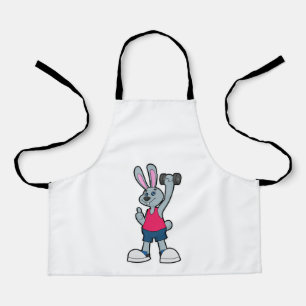 Rabbit at Fitness with Dumbbell Apron
