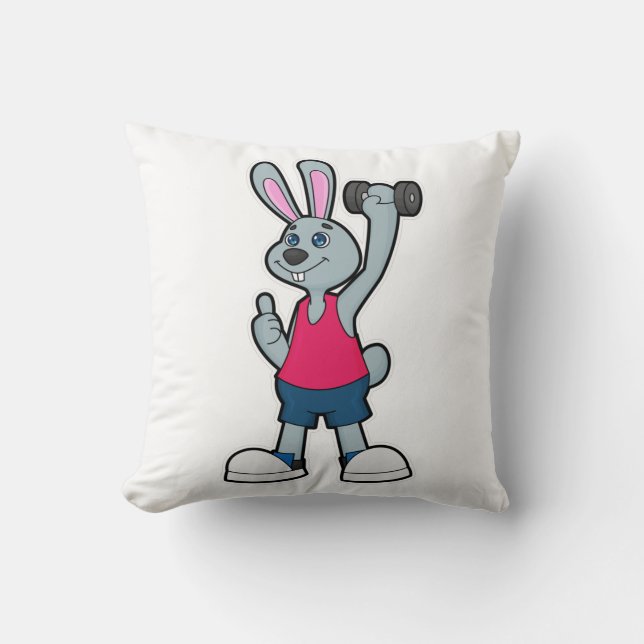 Rabbit at Fitness with Dumbbell Cushion (Front)