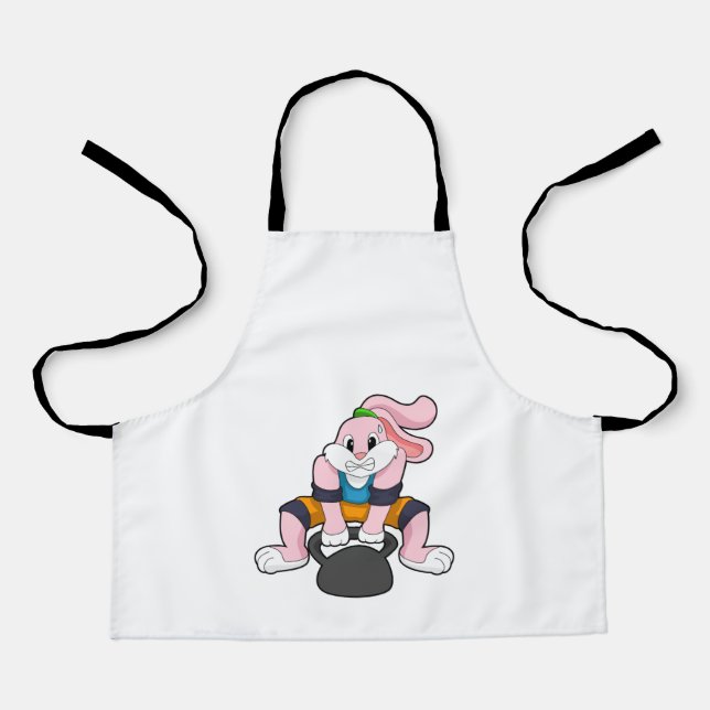 Rabbit at Fitness with Dumbbell.PNG Apron (Front)