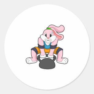 Rabbit at Fitness with Dumbbell.PNG Classic Round Sticker