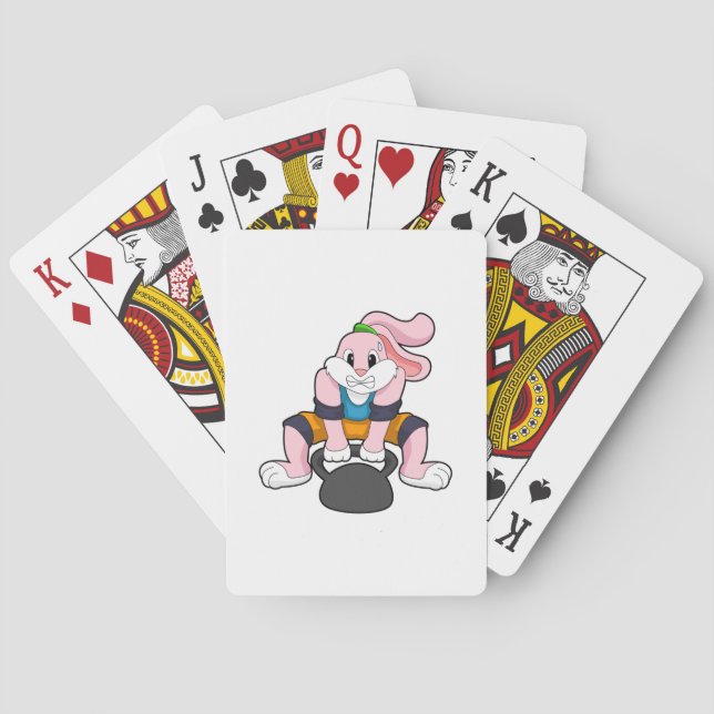 Rabbit at Fitness with Dumbbell.PNG Playing Cards (Back)