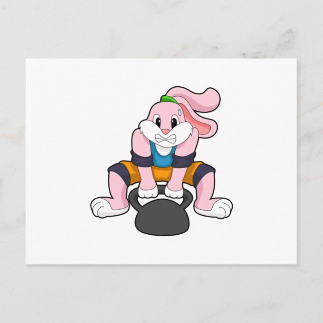 Rabbit at Fitness with Dumbbell.PNG Postcard (Front)