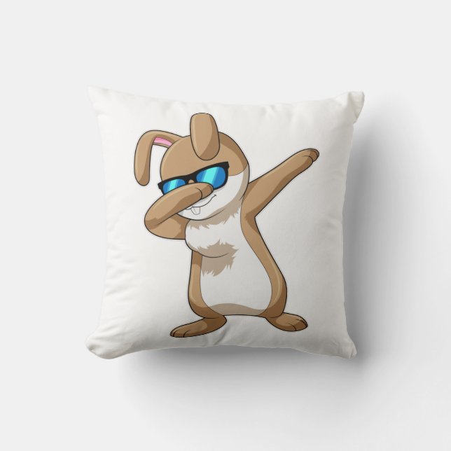 Rabbit at Hip Hop Dance Dab Cushion (Front)