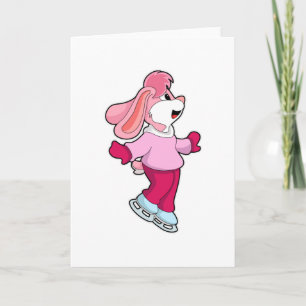 Rabbit at Ice skating with Ice skates Card