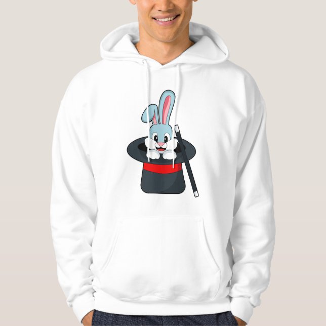 Rabbit at Magic with Wand & Hat Hoodie (Front)