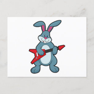 Rabbit at Music with Guitar Postcard