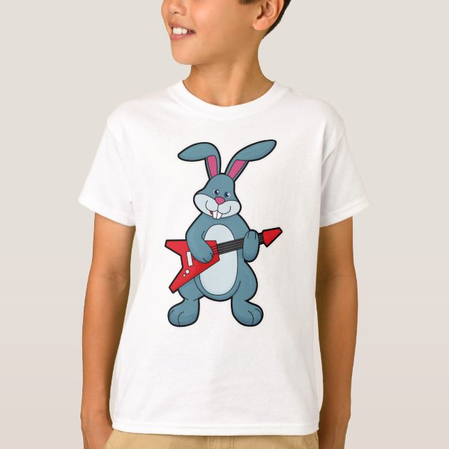 Rabbit at Music with Guitar T-Shirt (Front)